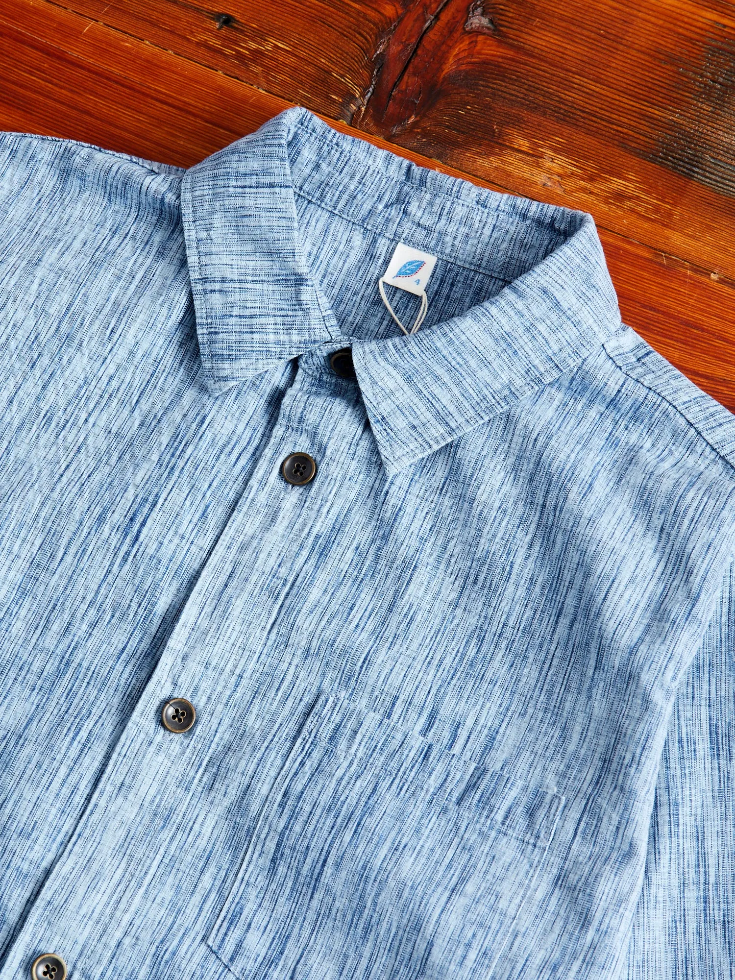 6oz Kasuri Chambray Button-Up Shirt in Indigo