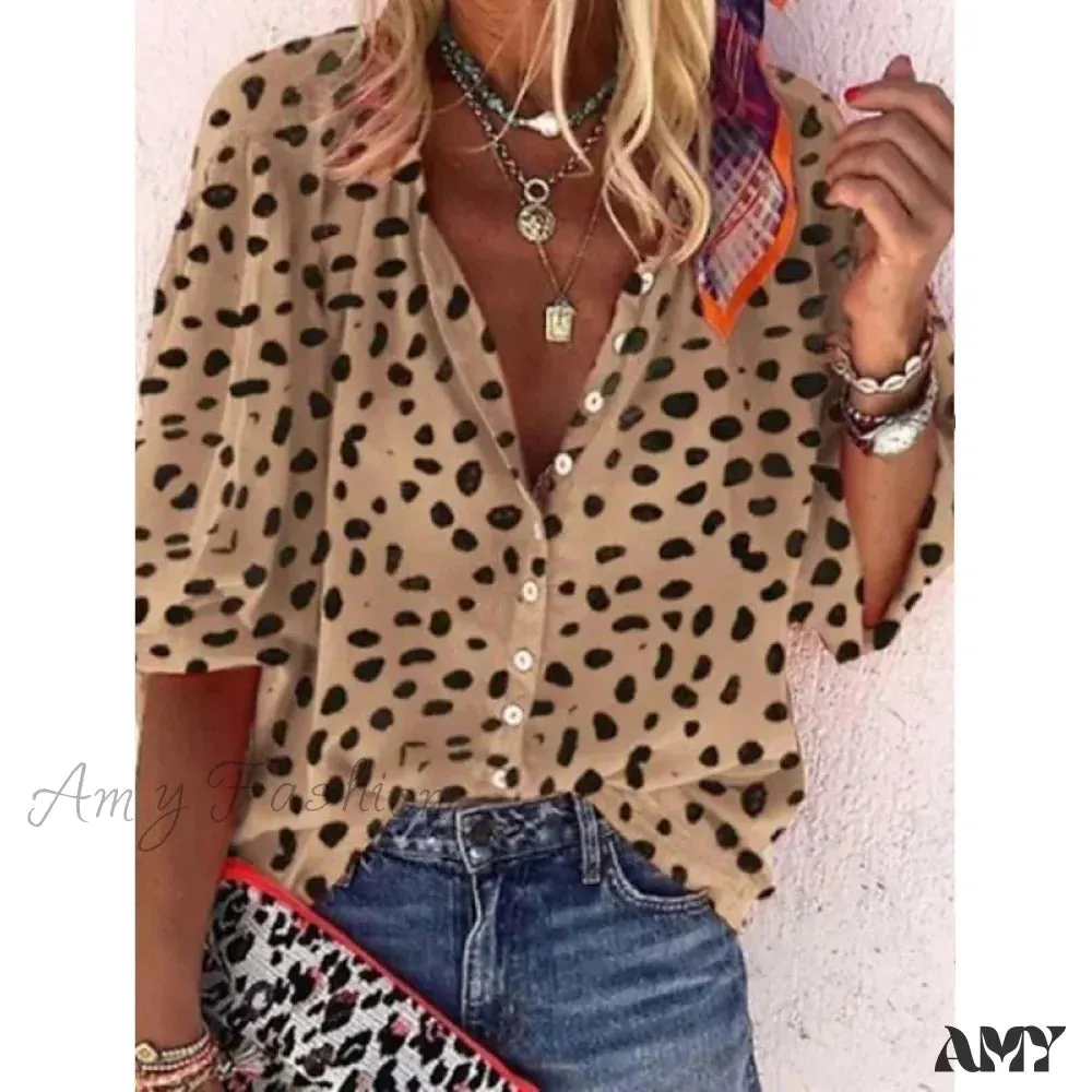 Amy Fashion - Elegant Loose Abstraction Print Shirt