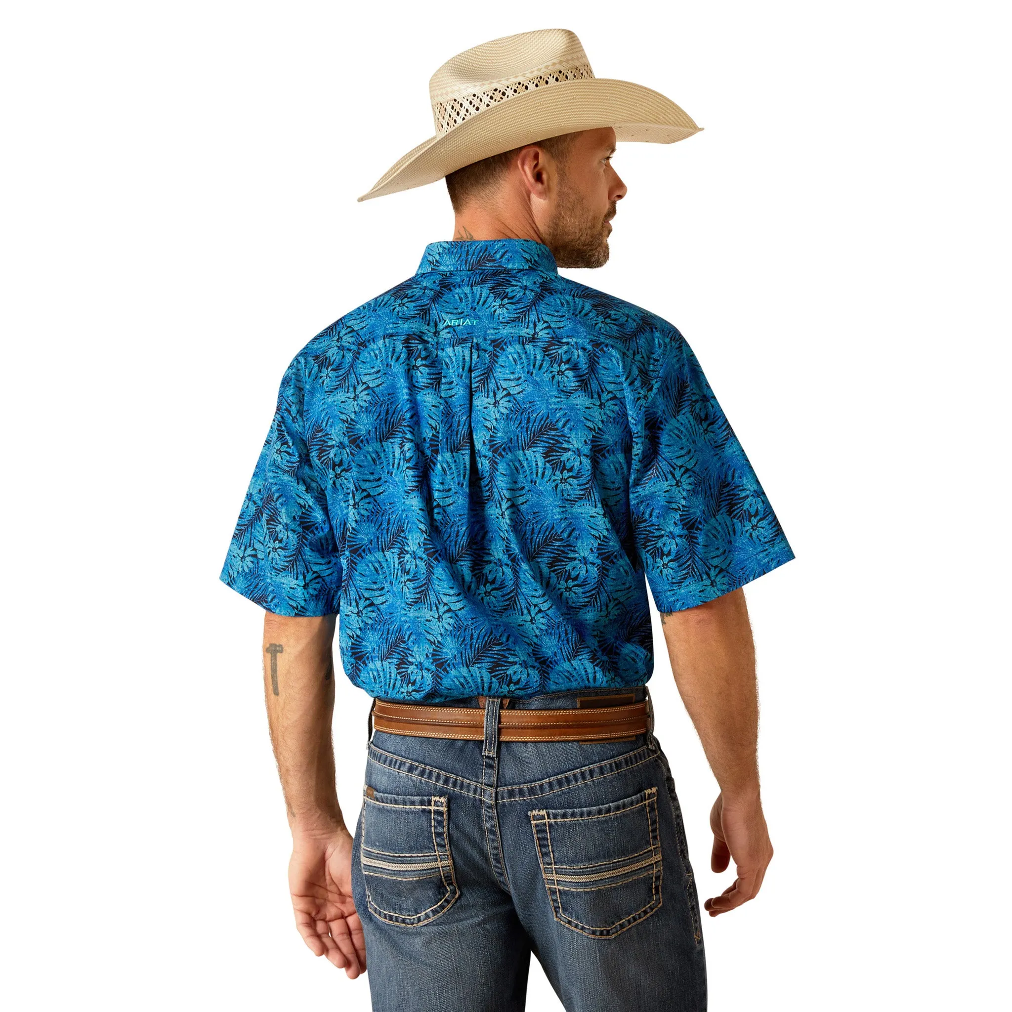 Ariat Men's Blue Kylo Hawaiian Print Short Sleeve