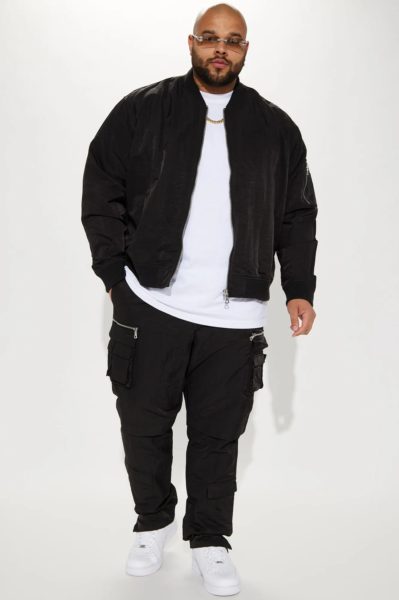 As It Was Nylon Military Bomber Jacket - Black