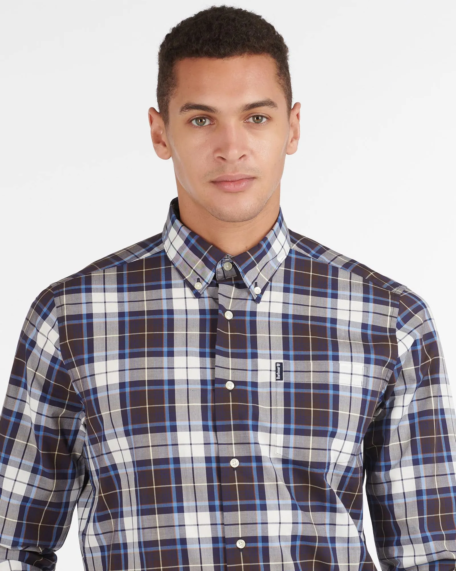 Barbour Highland Check 39 Button Down Collar Plaid Shirt In Trail Brown