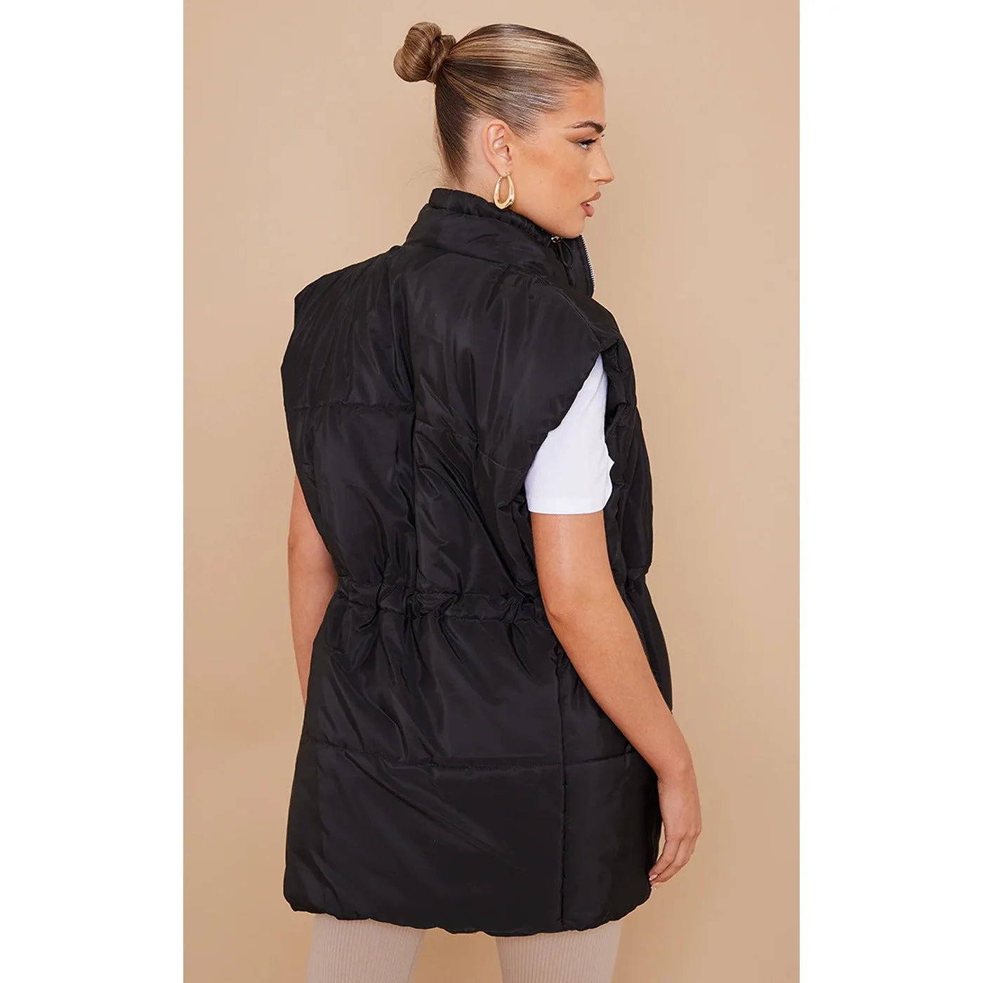 Black Pocket Front Toggle Waist Jacket