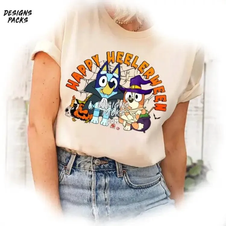 Bluey Halloween Bandit Heeler Bluey And Bingo Halloween PNG Design