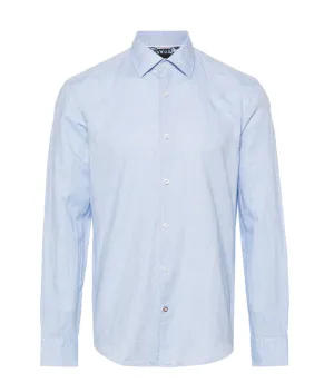 BOSS spread-collar linen-blend shirt