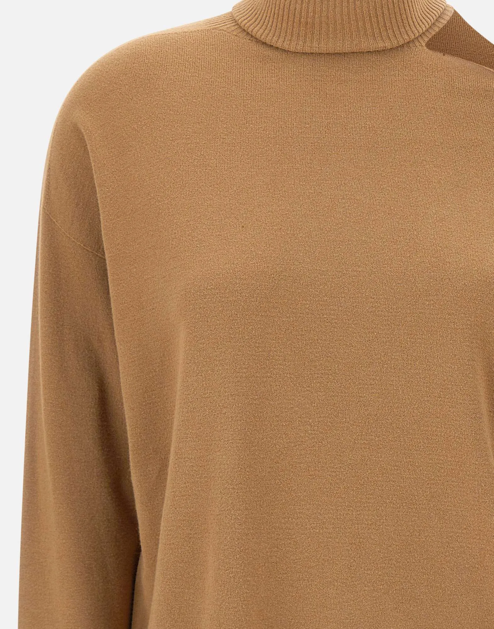 Camel Viscose-Angora Cut-Out Sweater