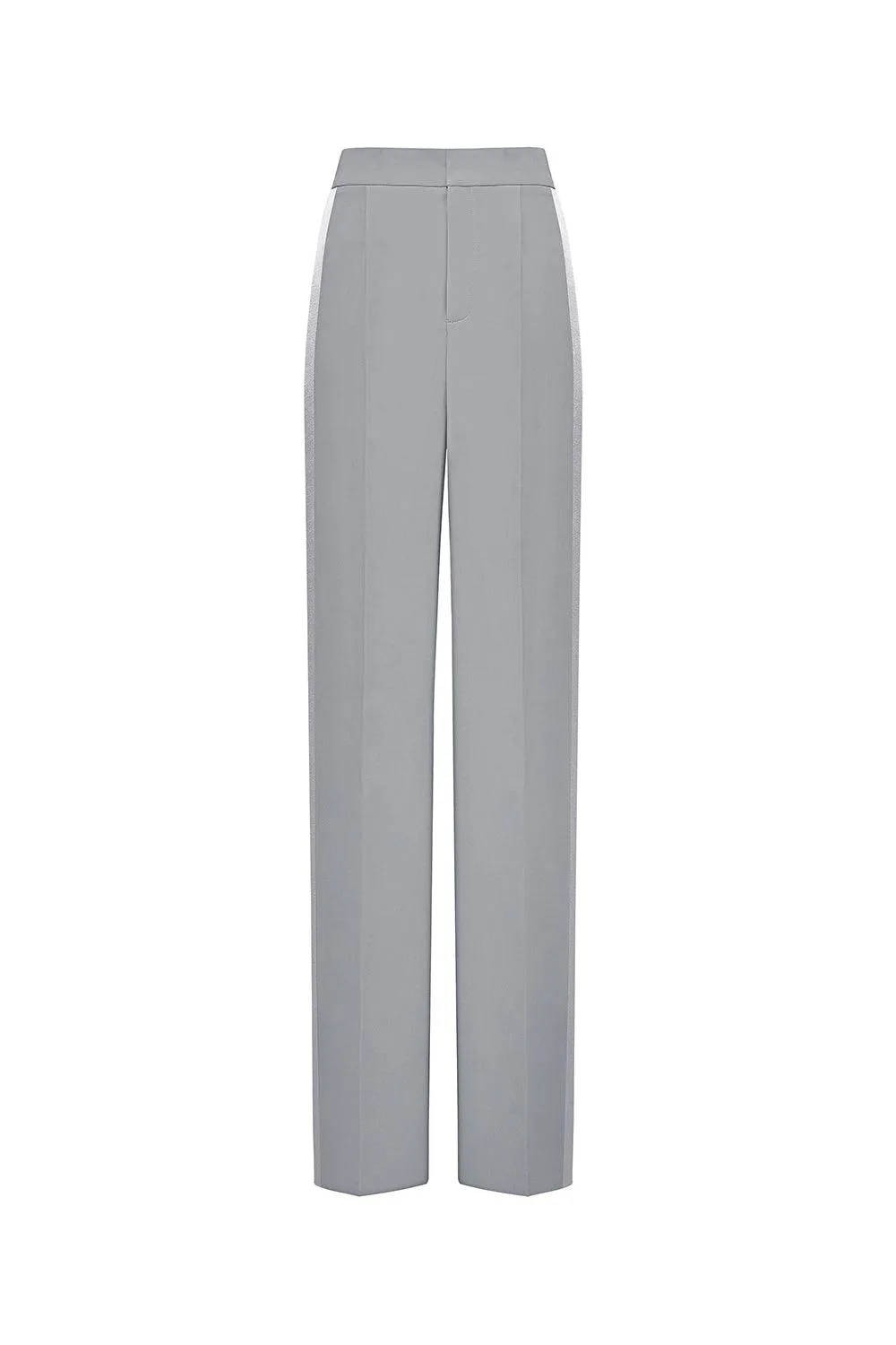 Cardiff Straight Ribbed Crepe Floor Length Pants