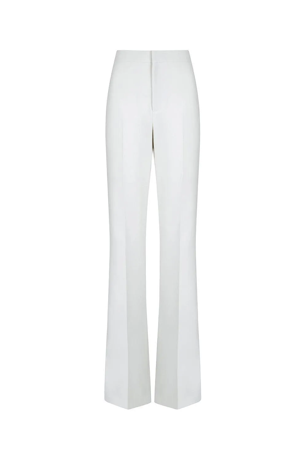 Cardiff Straight Ribbed Crepe Floor Length Pants