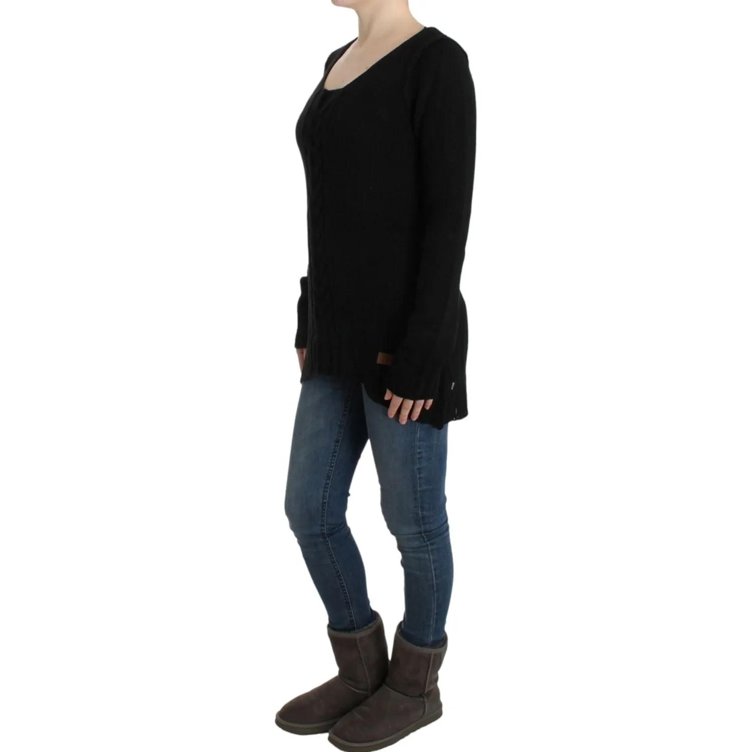 Cavalli Alluring Black Knitted Crew Neck Sweater