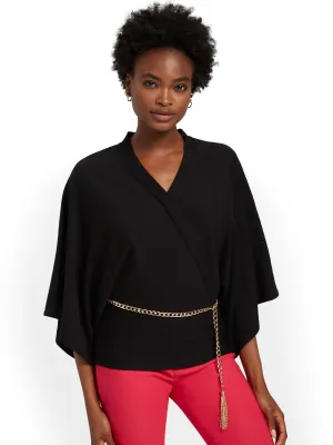 Chain-Belt Kimono Sweater