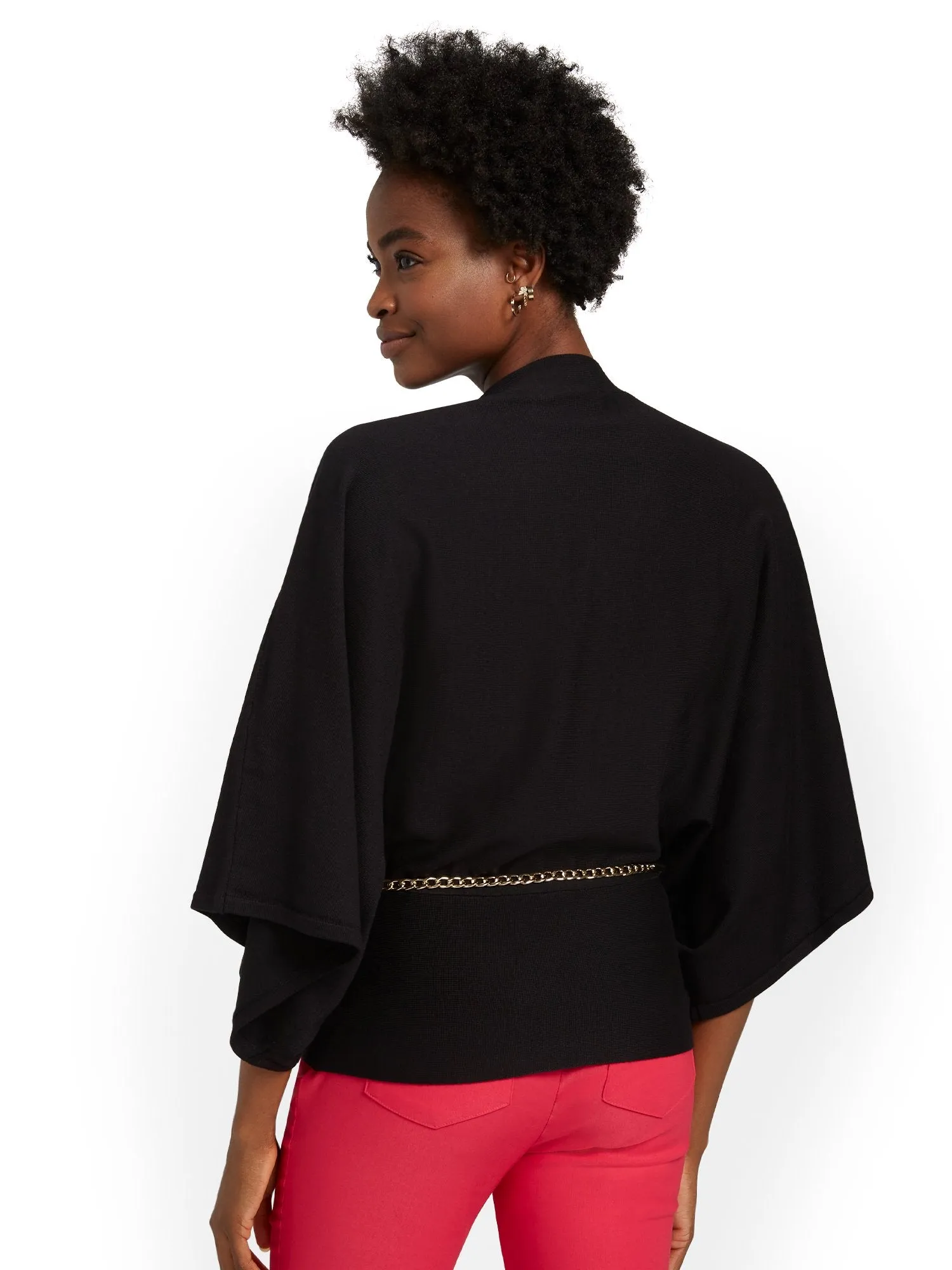 Chain-Belt Kimono Sweater