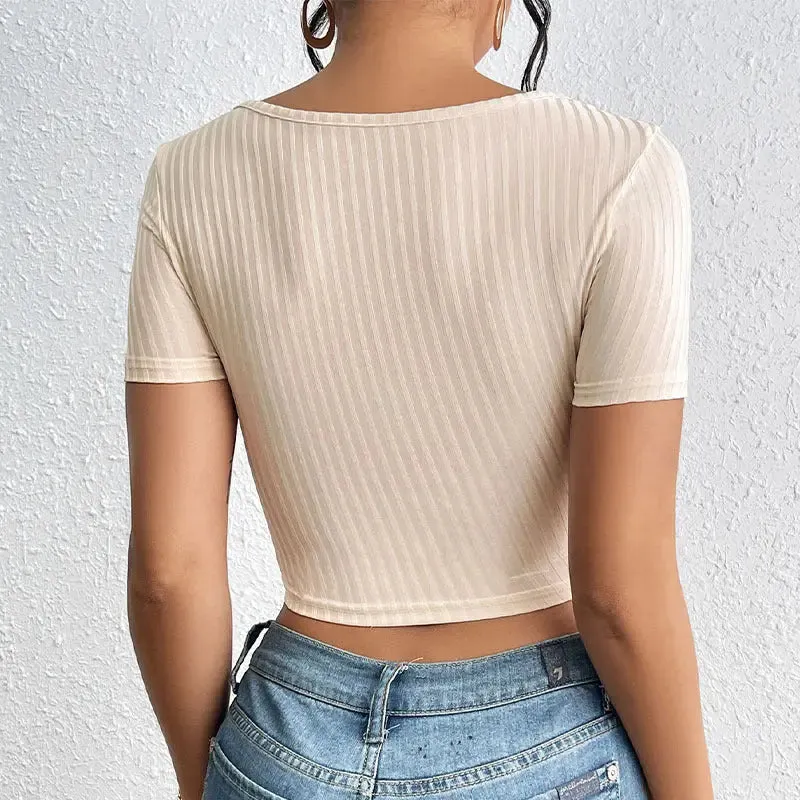 Chic Ribbed Cutout Crop Top