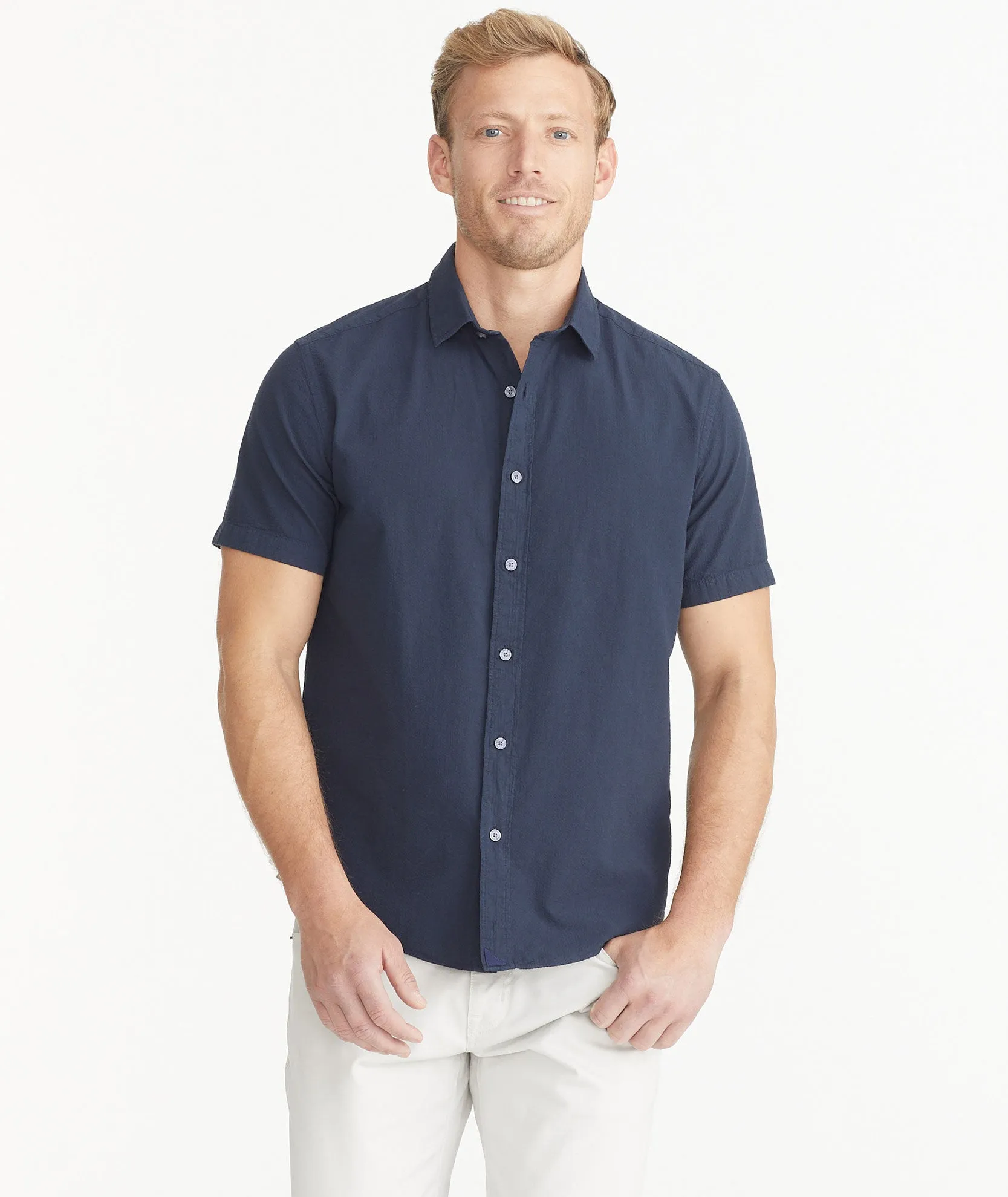 Cotton Seersucker Short-Sleeve Pavao Shirt - FINAL SALE