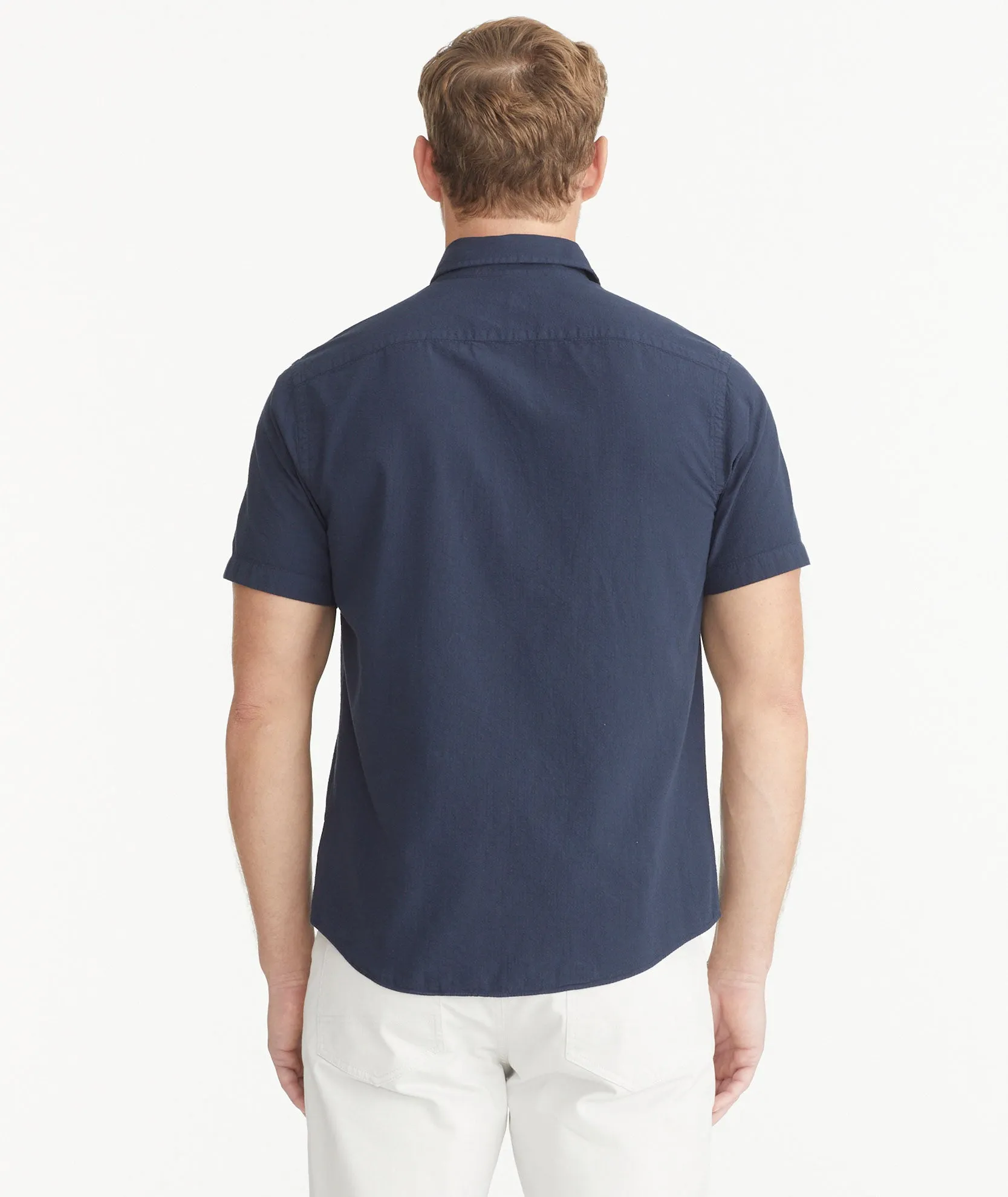 Cotton Seersucker Short-Sleeve Pavao Shirt - FINAL SALE