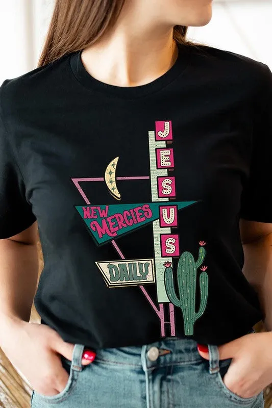 Daily Jesus Motel Sign  Graphic T Shirts