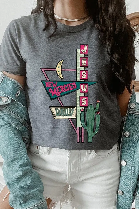 Daily Jesus Motel Sign  Graphic T Shirts