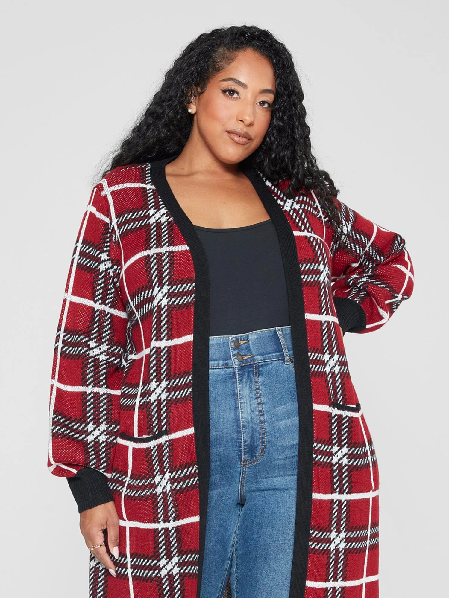 Fashion To Figure - Marguerite Plaid Cardigan Sweater