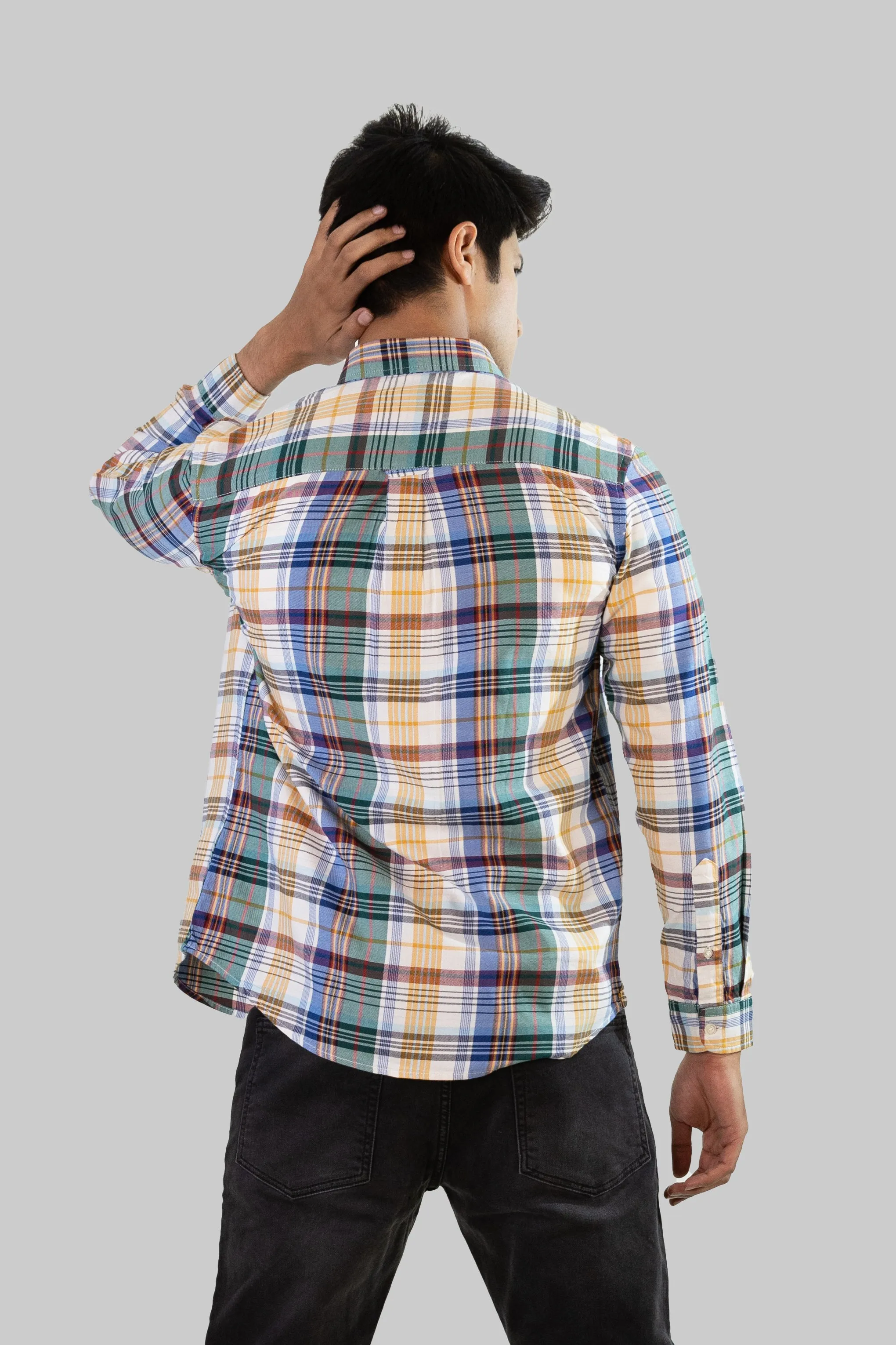 Gridline Checkered Shirt - Yellow