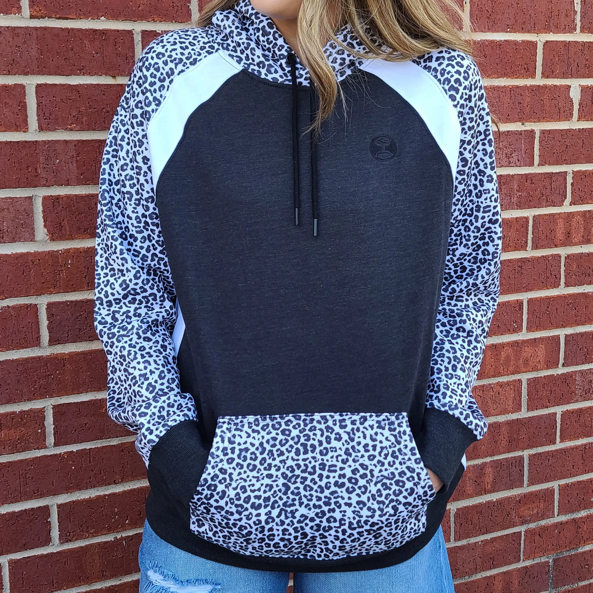 Hooey Women's Savannah Black & White Cheetah Hoodie