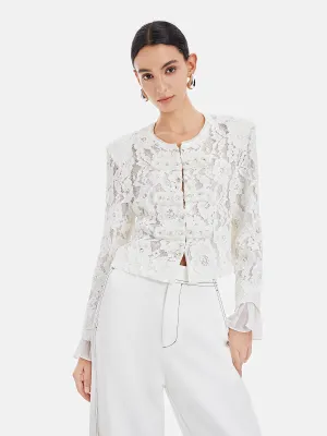 Intricate Lace Jacquard Designed Cardigan