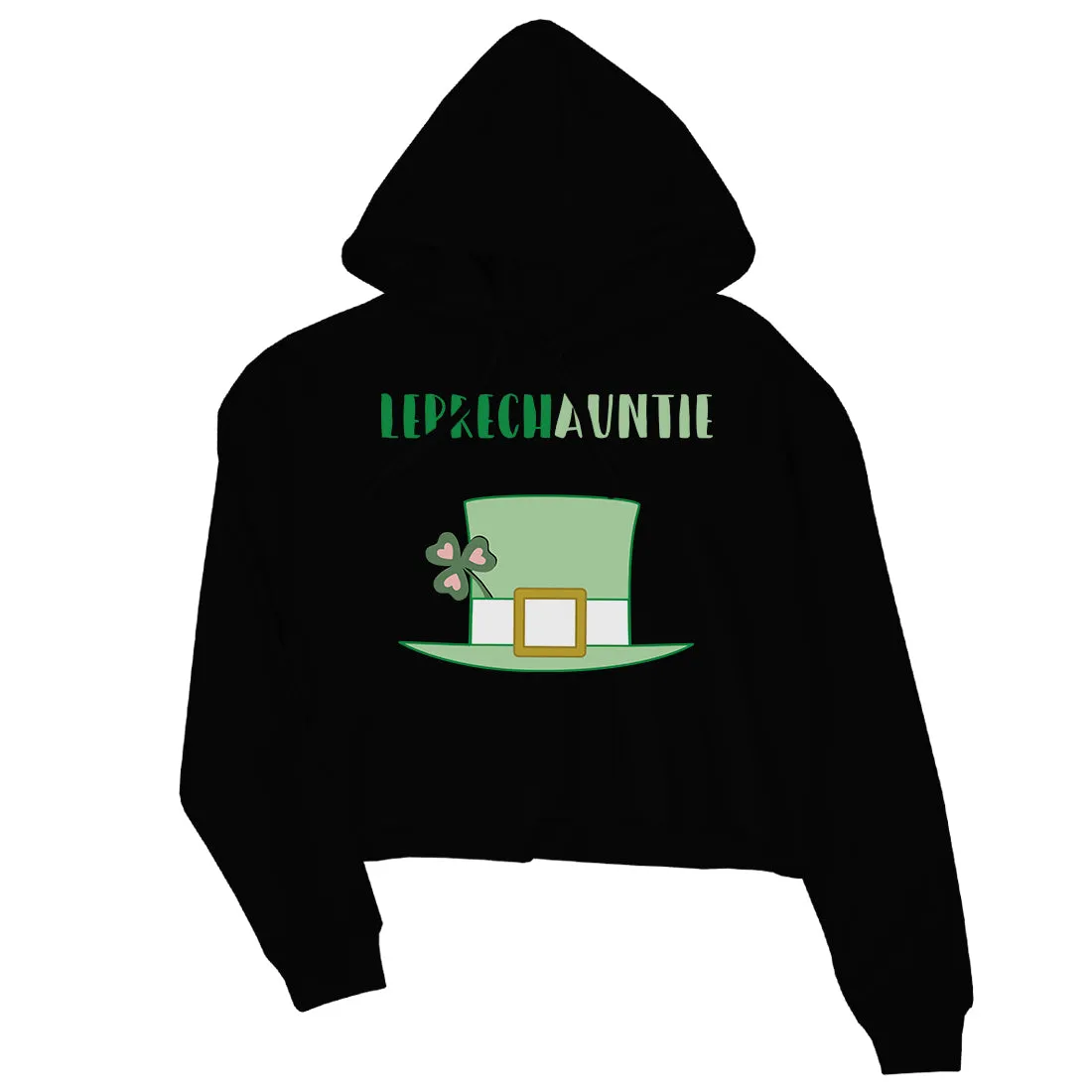 Leprechauntie Aunt Gift Womens Cute Crop Hoodie St Paddy's Day