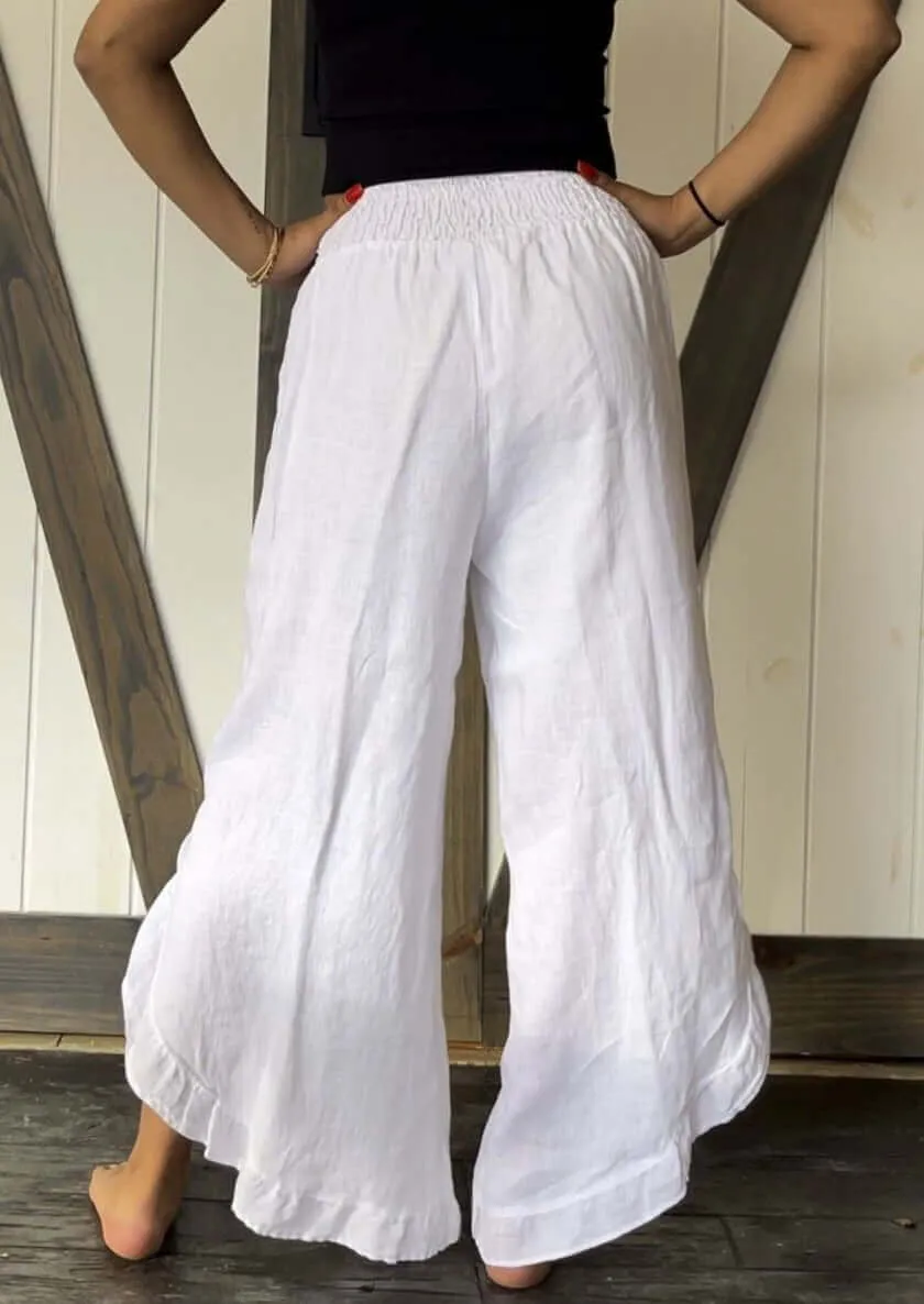 Linen Collection Smocked Waist Gypsy Pants Made in USA