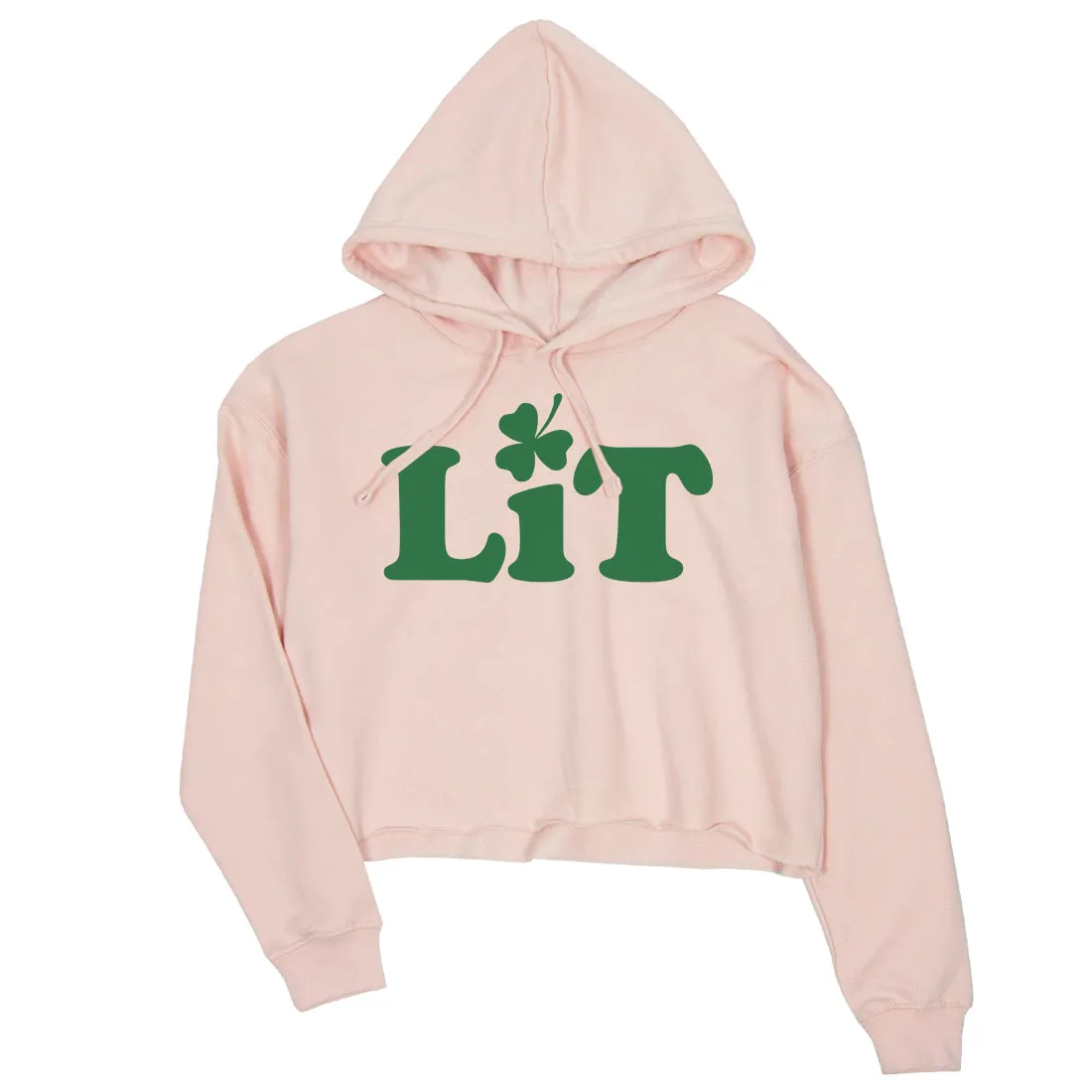 Lit Shamrock Womens St Patricks Day Crop Hoodie Funny Irish Gift