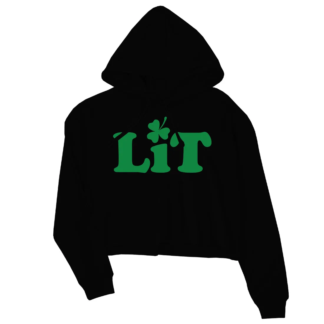 Lit Shamrock Womens St Patricks Day Crop Hoodie Funny Irish Gift