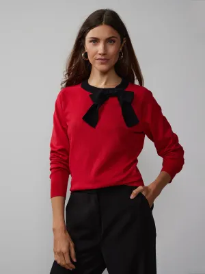 Long Sleeve Bow Contrast Sweater