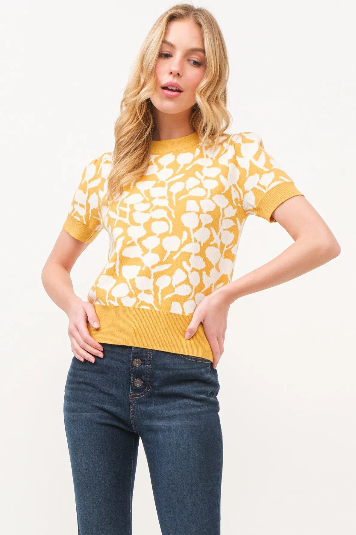 Love You So Short Sleeve Sweater - Mustard