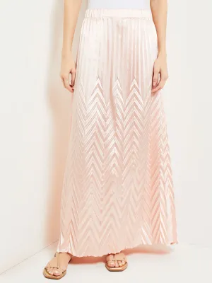 Maxi A-Line Skirt - Chevron Textured Crepe de Chine