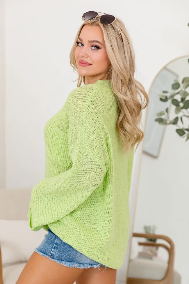 Mellow Mood Lime Oversized Pocketed Sweater