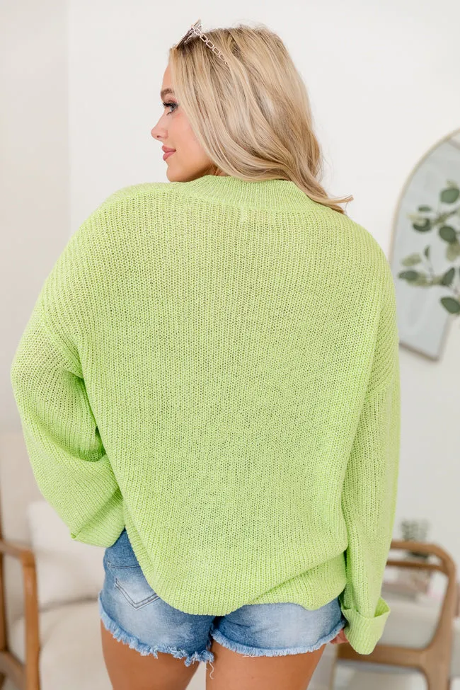 Mellow Mood Lime Oversized Pocketed Sweater