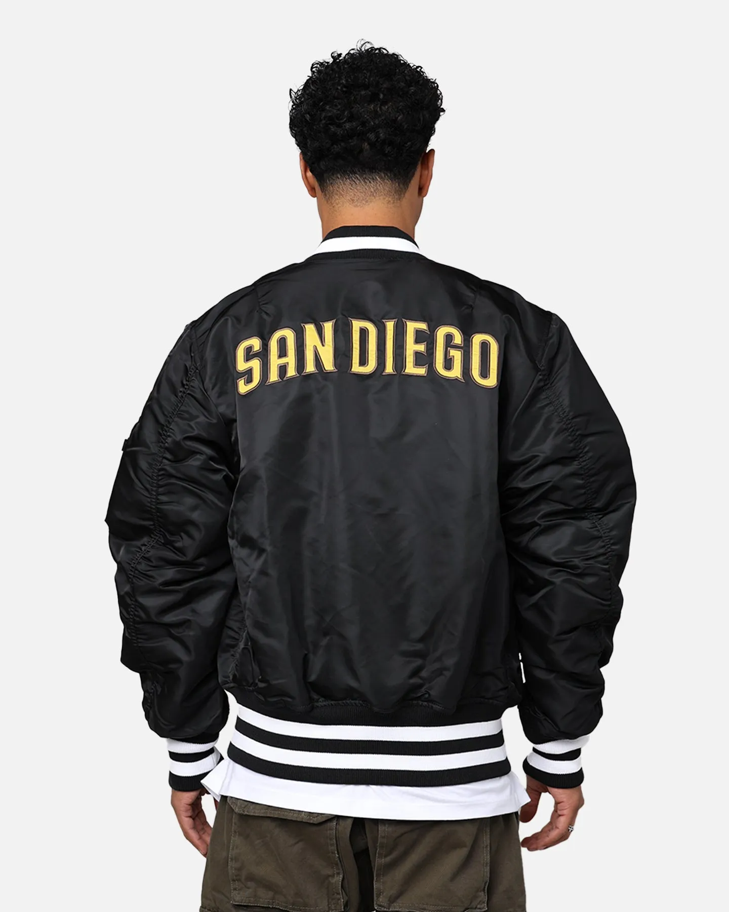 New Era X Alpha Series X MLB San Diego Padres MA-1 Bomber Jacket Black