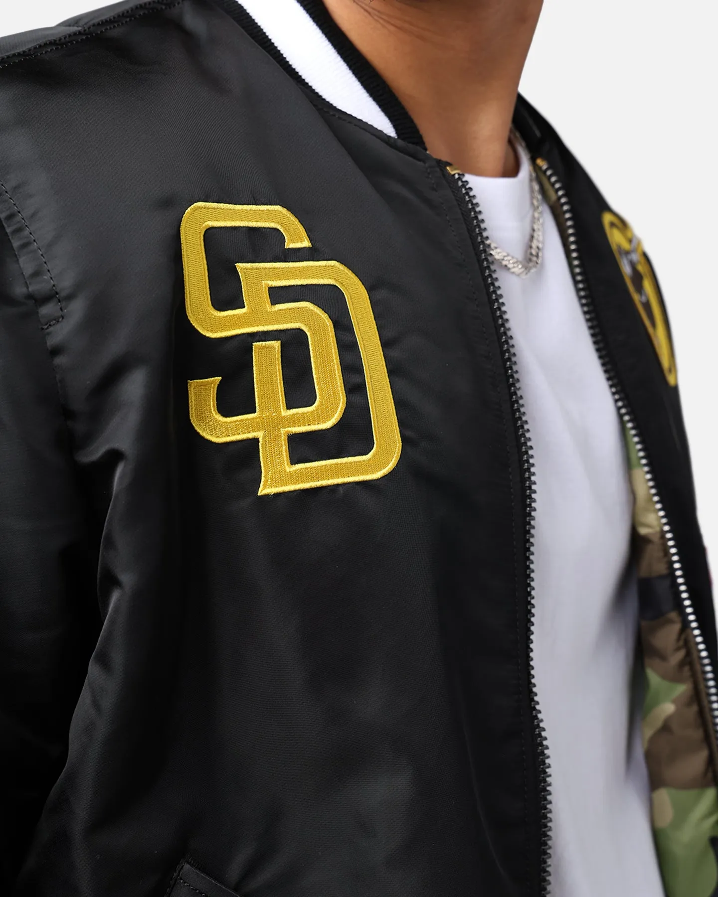 New Era X Alpha Series X MLB San Diego Padres MA-1 Bomber Jacket Black