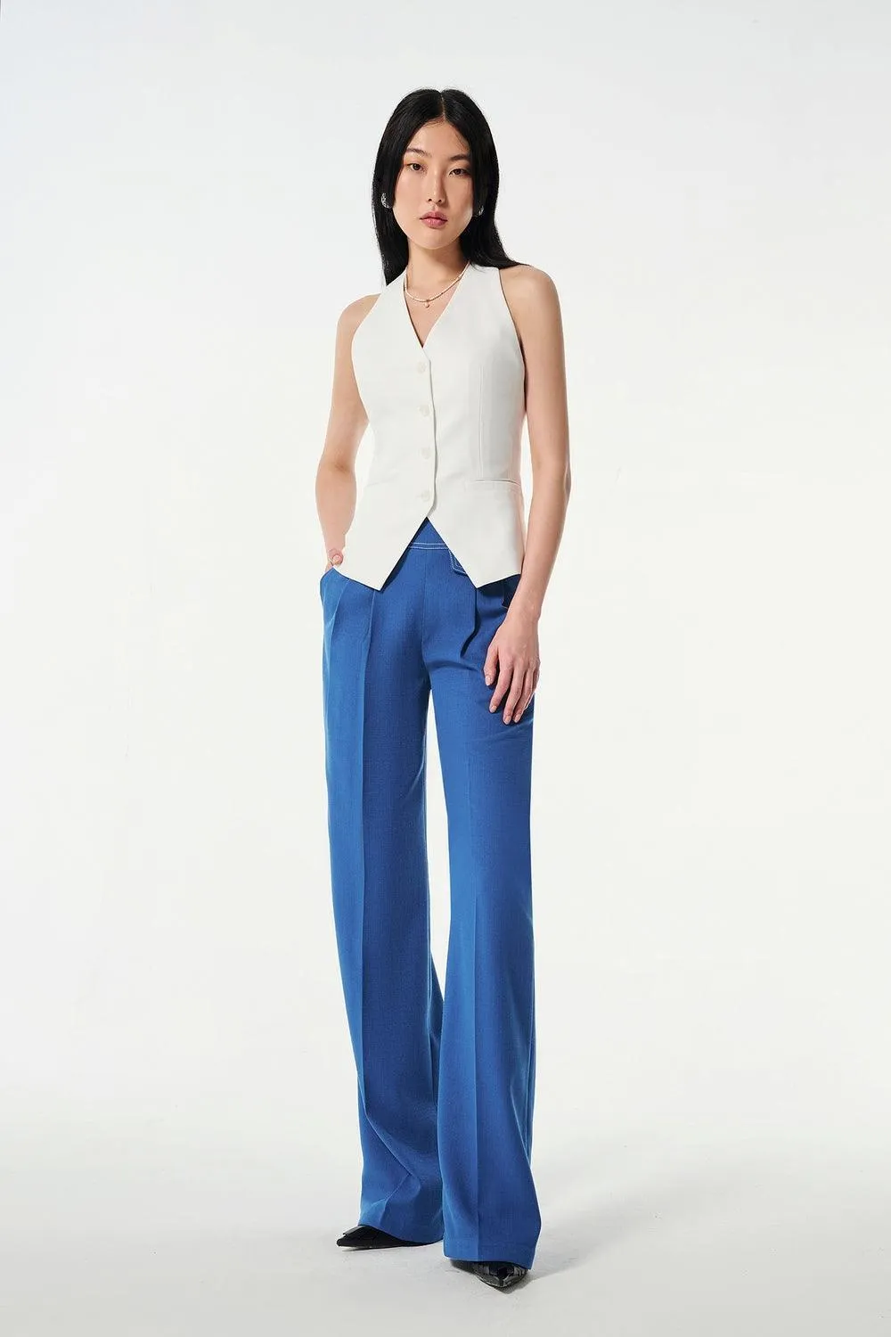 Nilah Straight High Waist Wool Cotton Pants