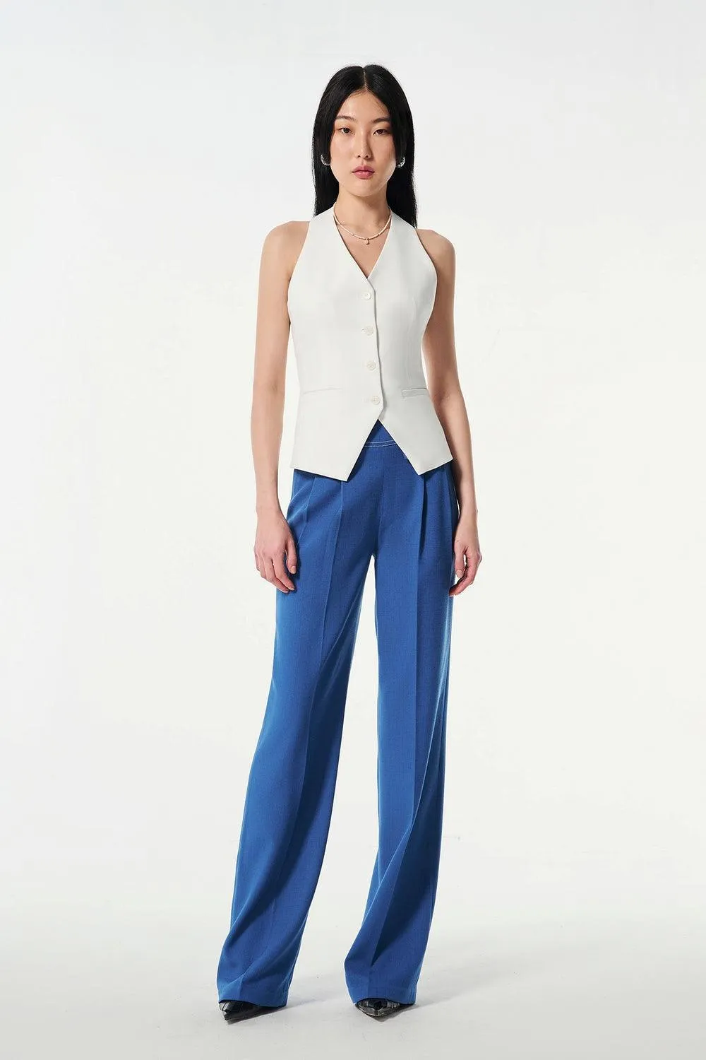 Nilah Straight High Waist Wool Cotton Pants