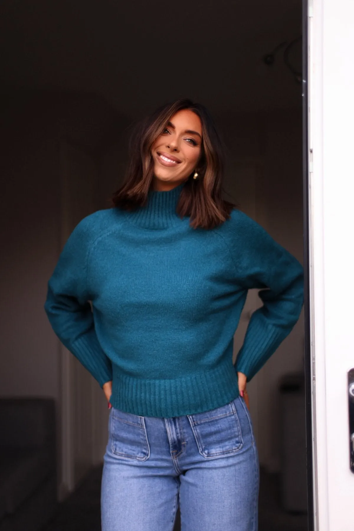 Noel Mock Neck Sweater - Dark Teal