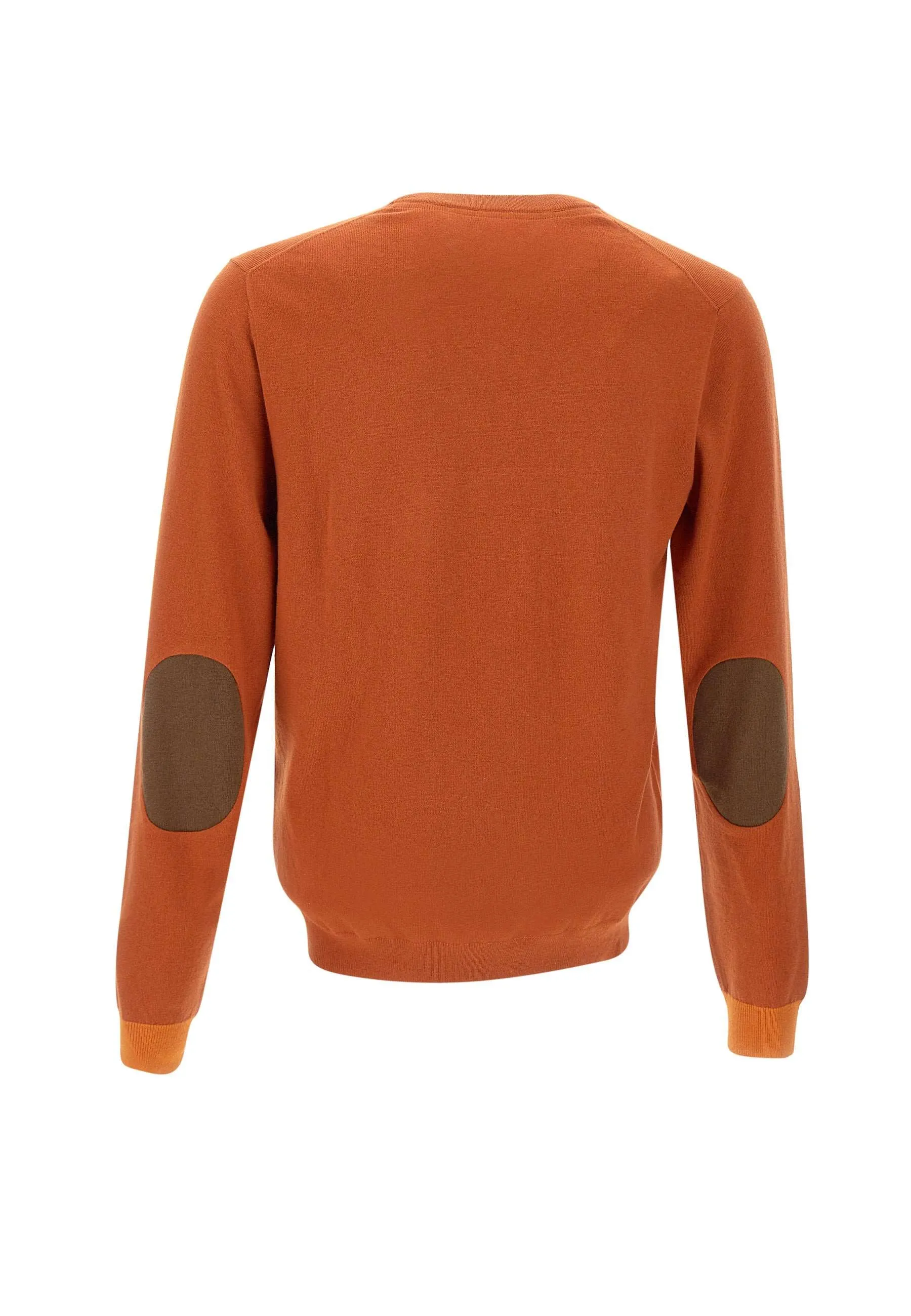 Orange Ribbed Crew Neck Sweater