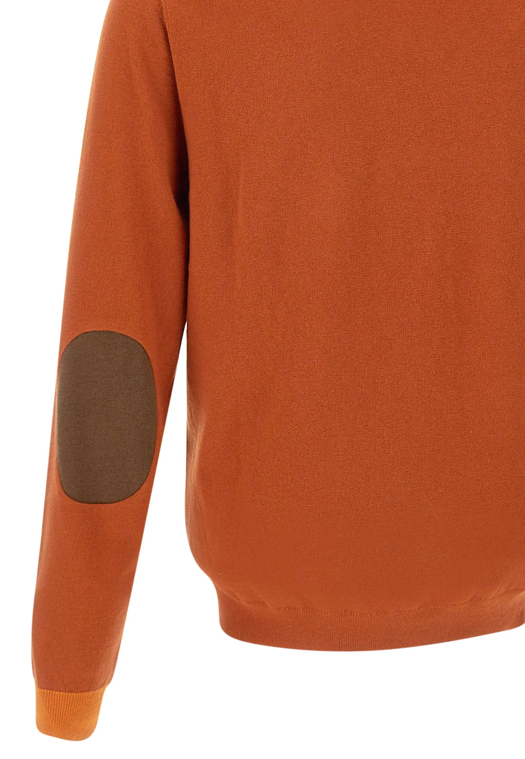 Orange Ribbed Crew Neck Sweater