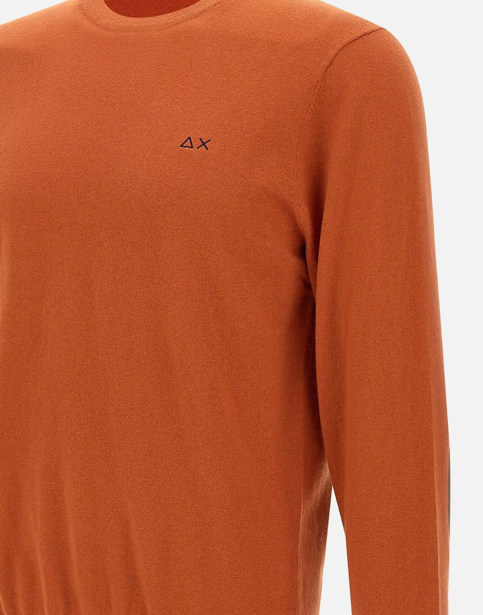 Orange Ribbed Crew Neck Sweater