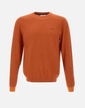 Orange Ribbed Crew Neck Sweater