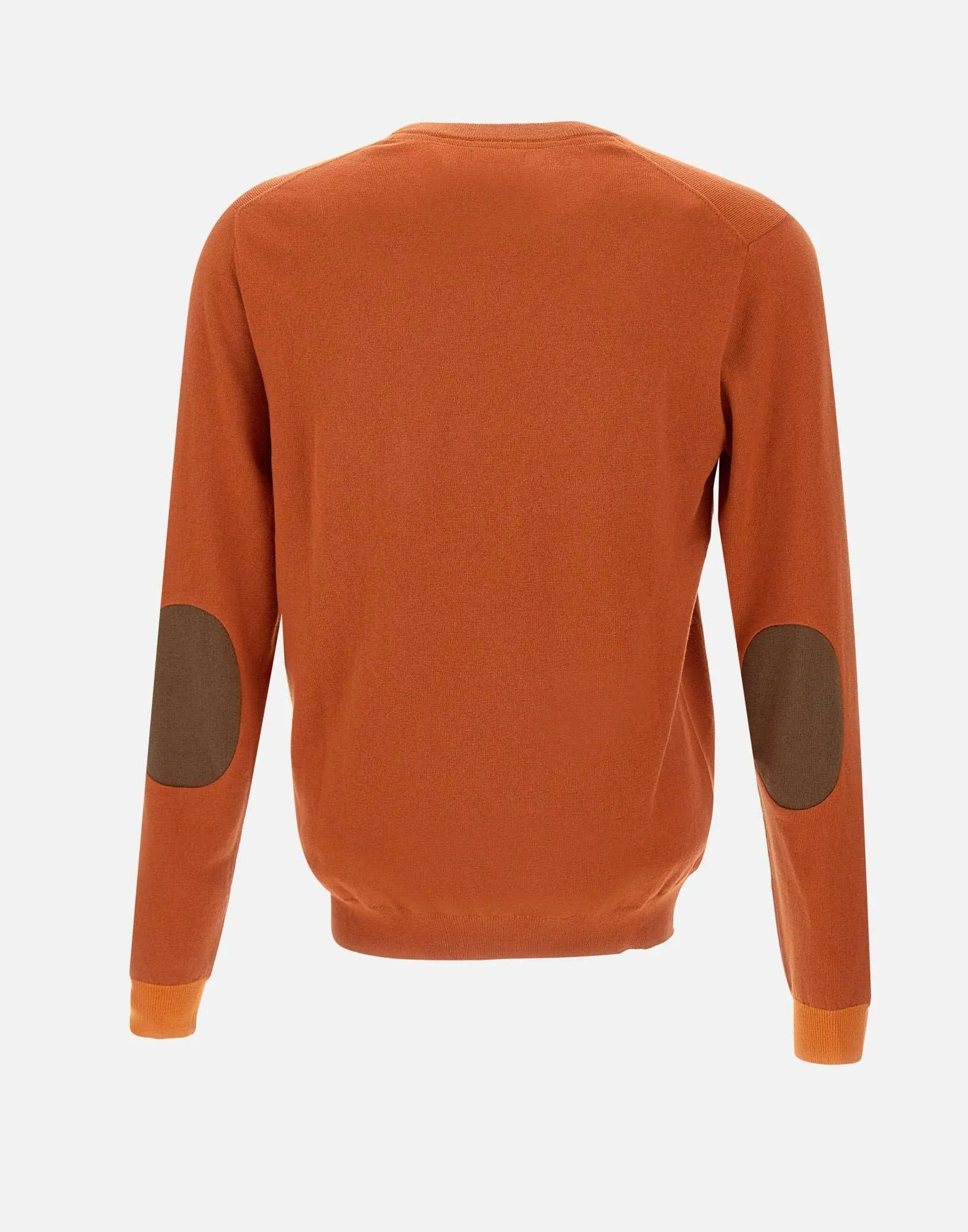 Orange Ribbed Crew Neck Sweater