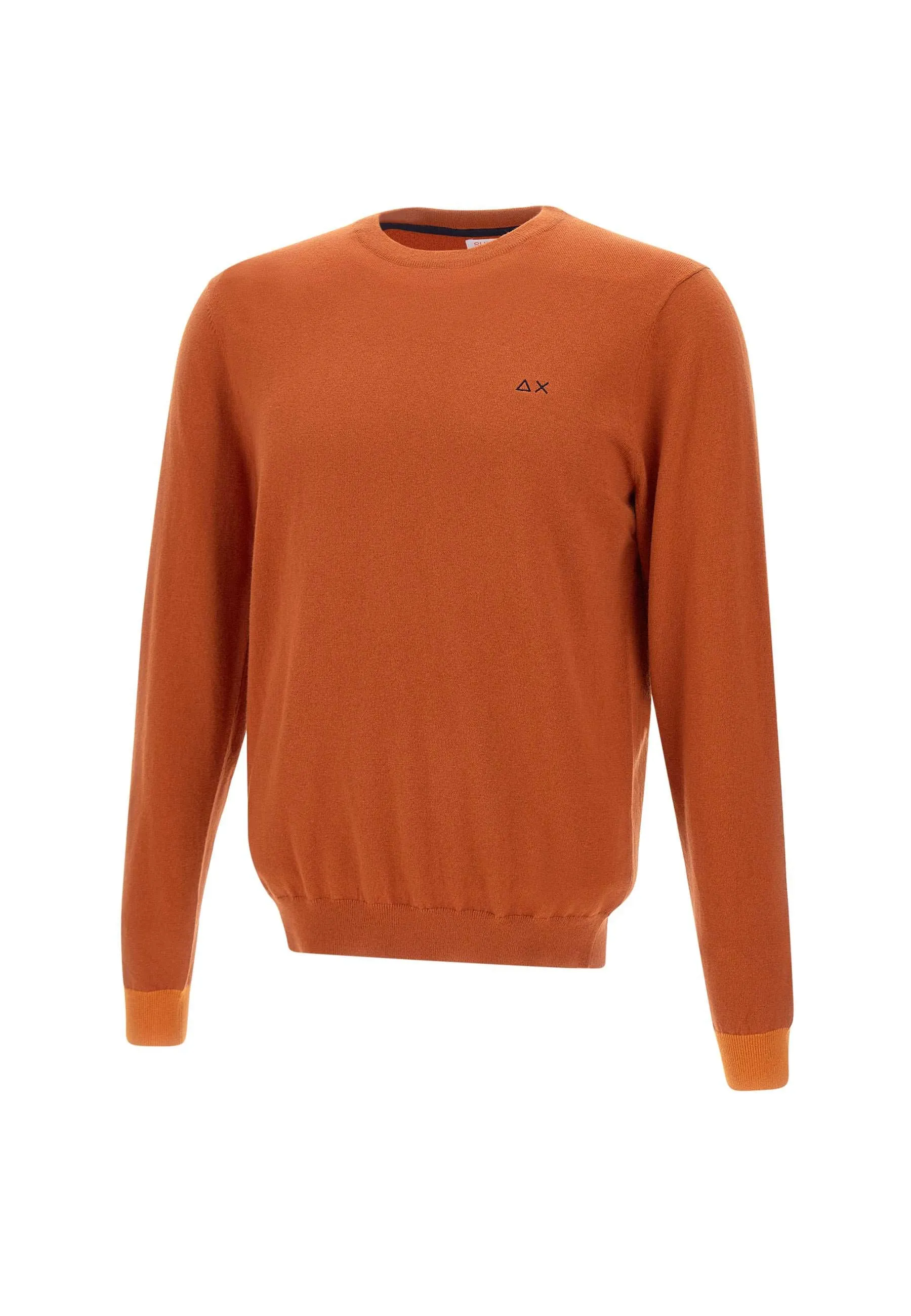 Orange Ribbed Crew Neck Sweater