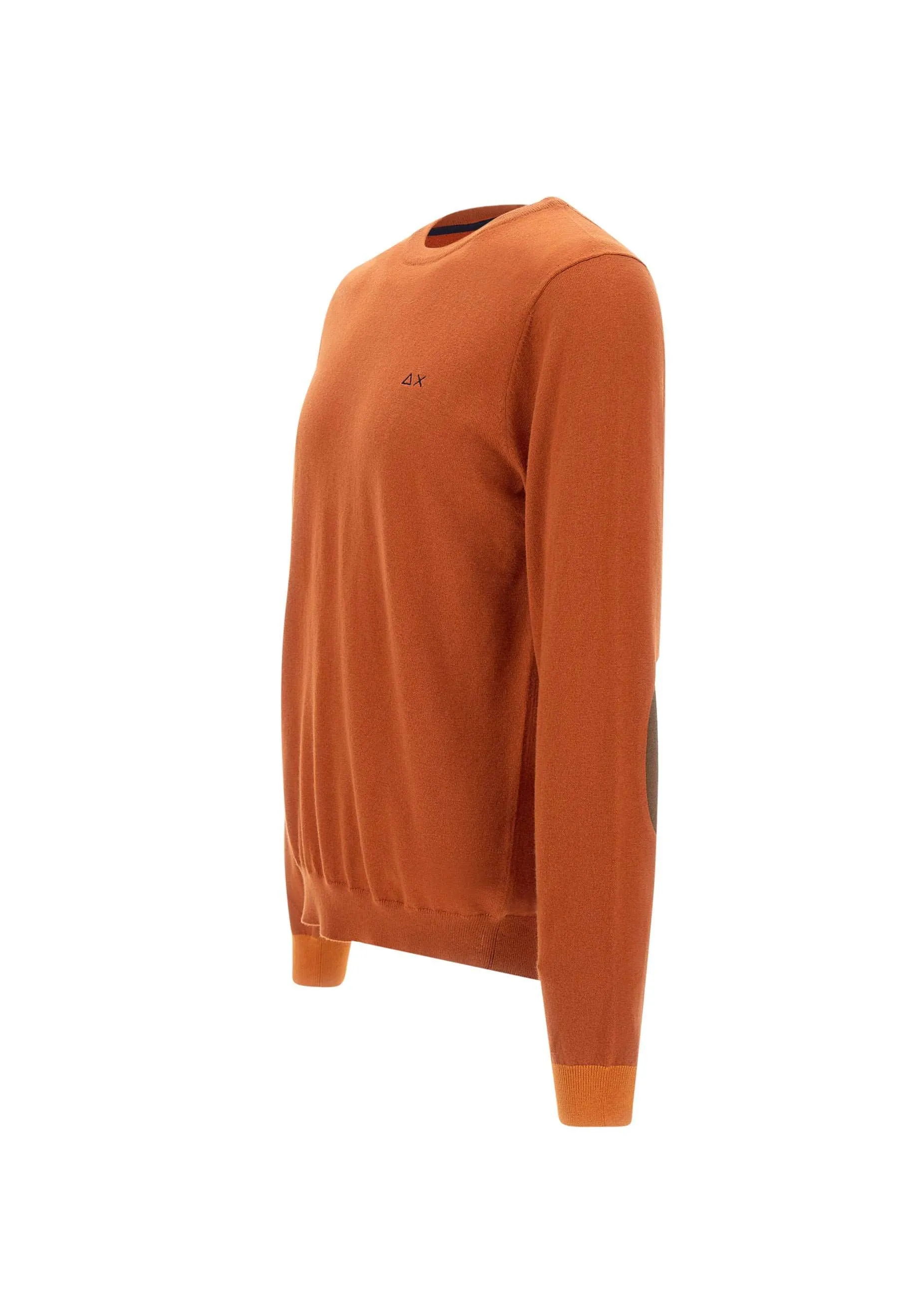 Orange Ribbed Crew Neck Sweater