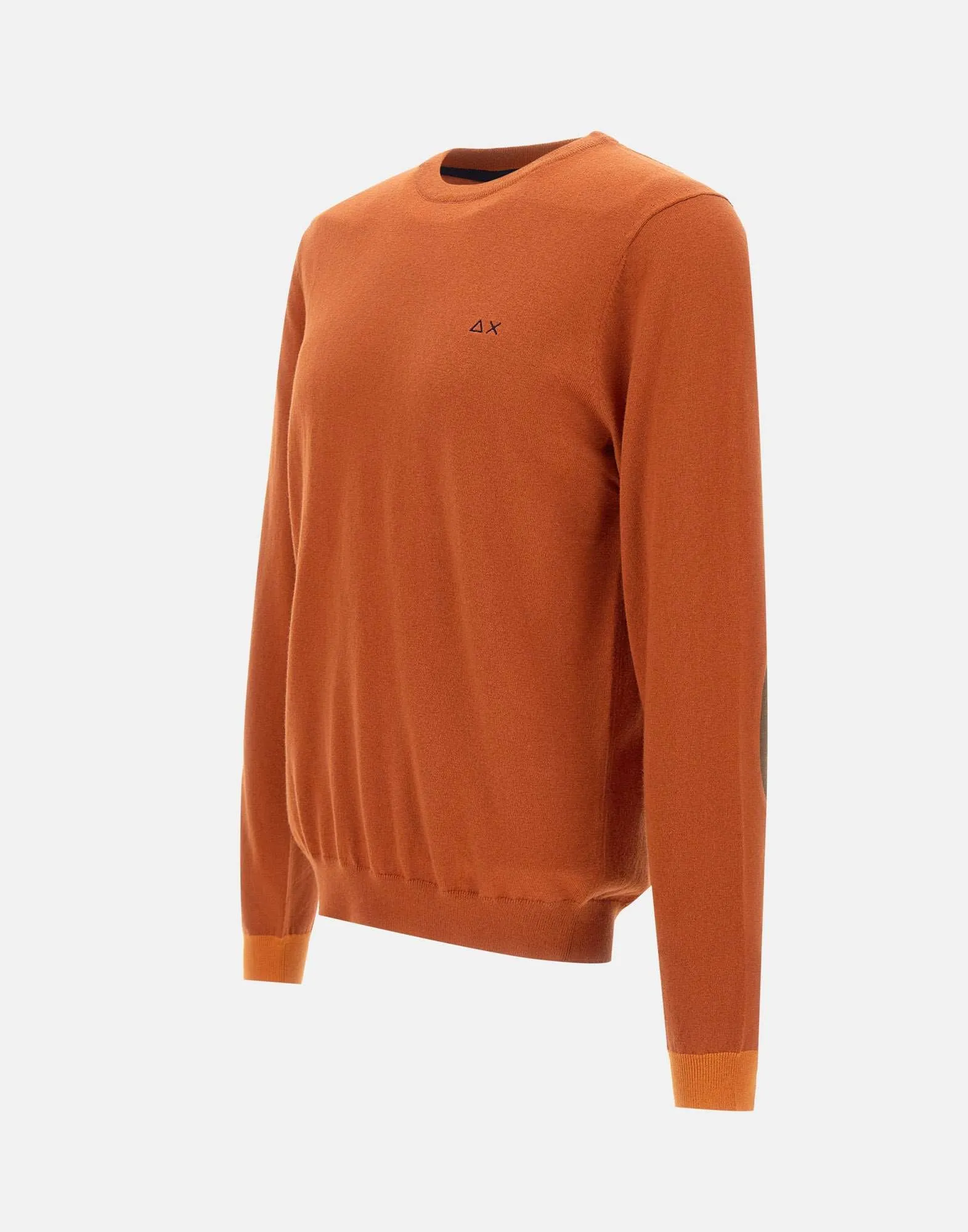 Orange Ribbed Crew Neck Sweater