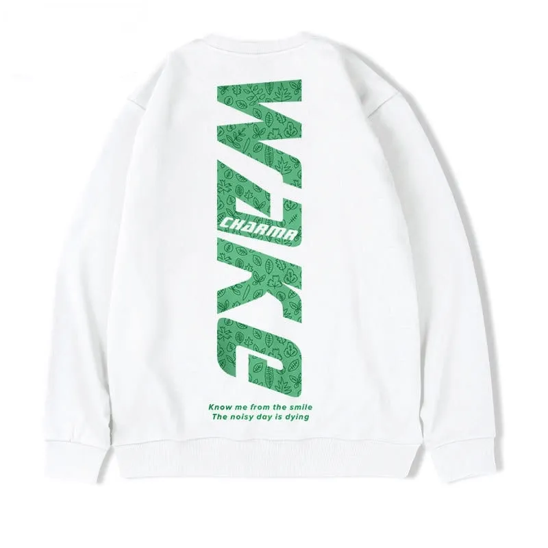 Oversized Crew Neck Wake Print Sweatshirt