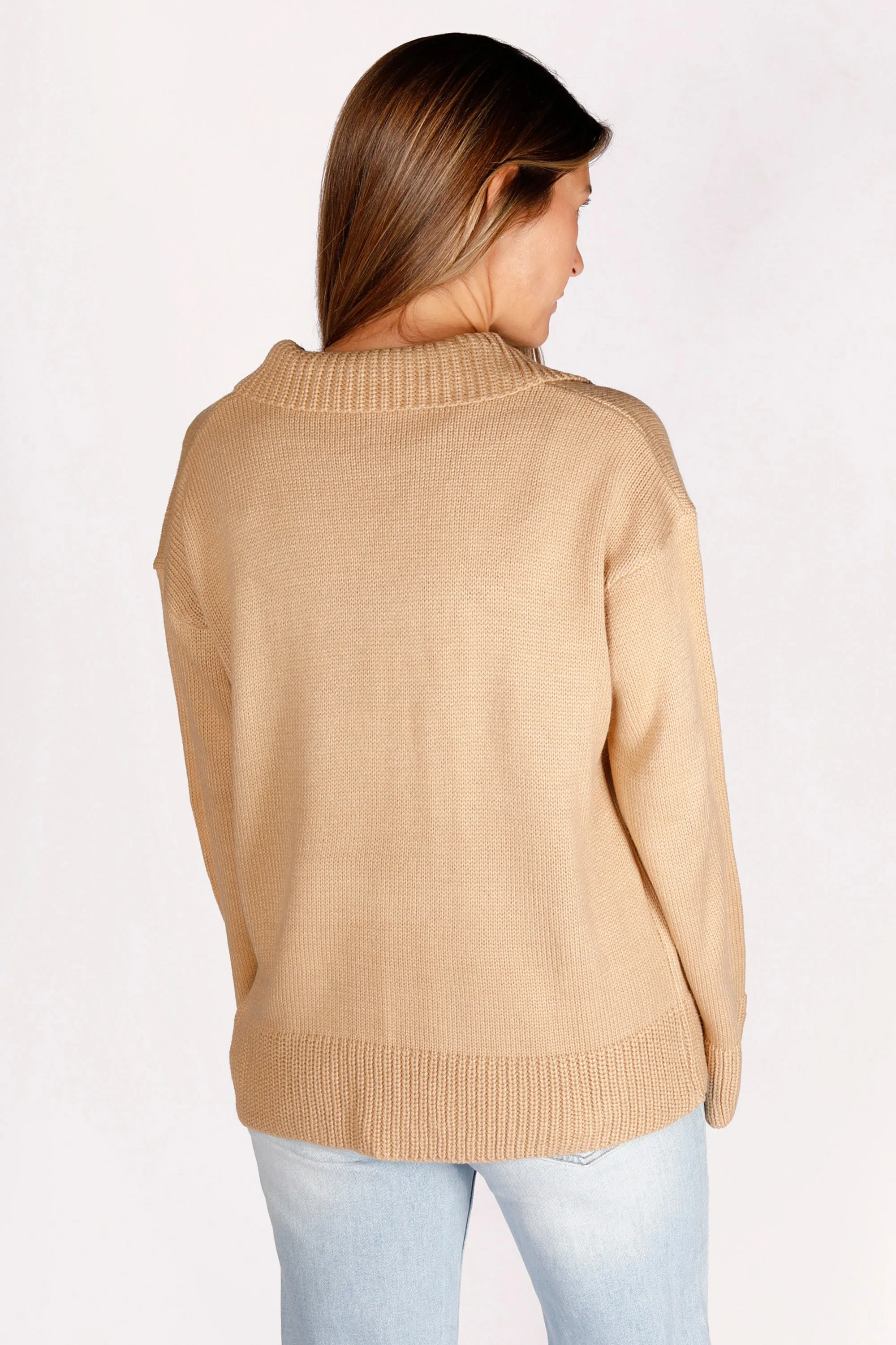 Oversized Tan Polo Sweater