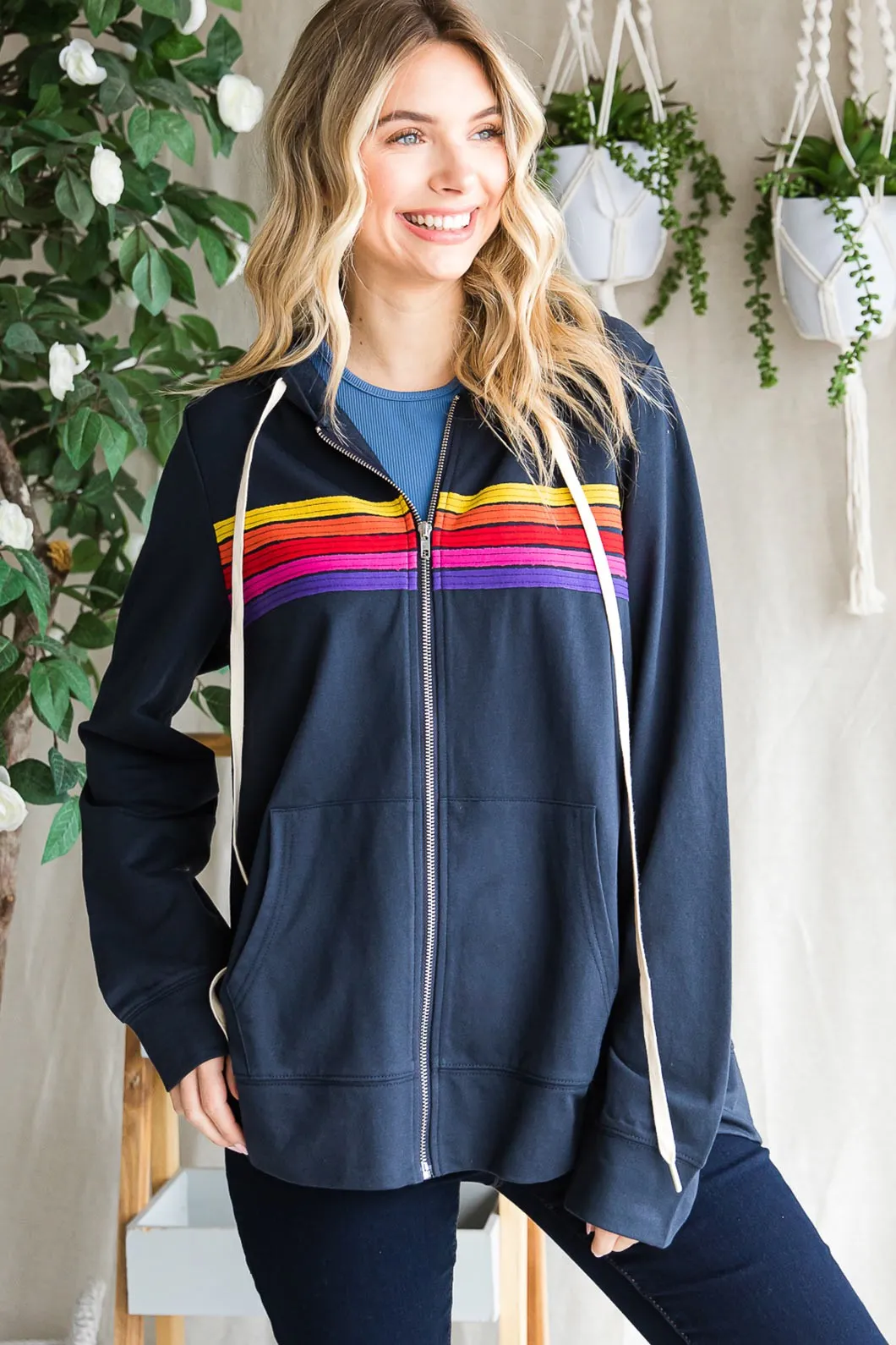 Peace Is The Way Fullzip Hoodie - Navy