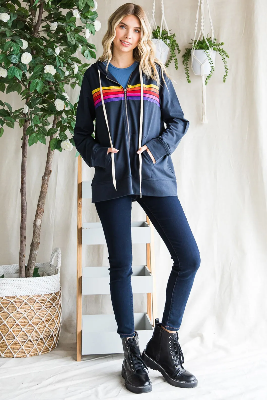 Peace Is The Way Fullzip Hoodie - Navy