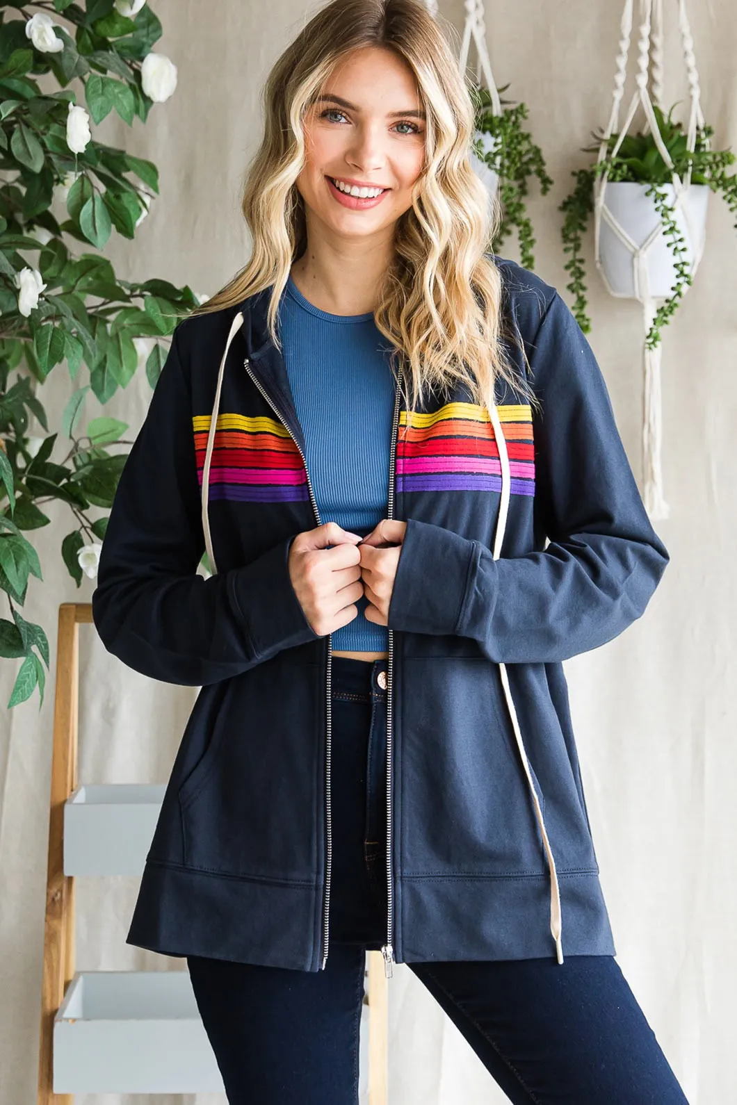 Peace Is The Way Fullzip Hoodie - Navy